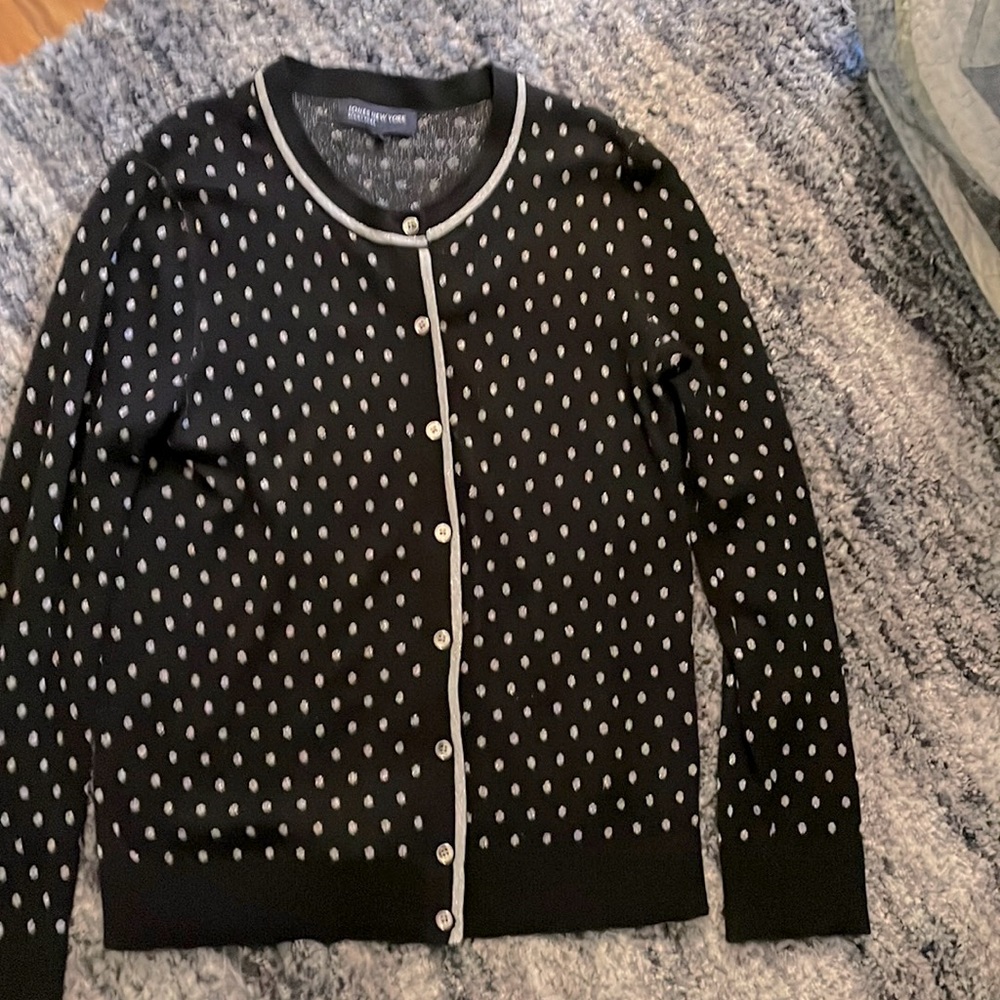 Jones New York women’s large black with pretty silver dots